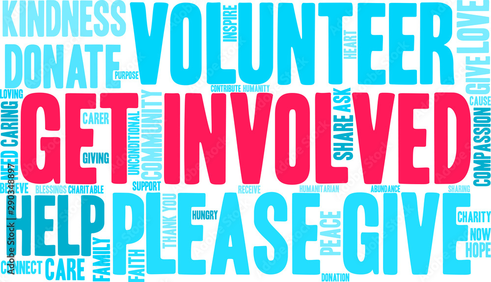 Get Involved Word Cloud on a white background. Get Involved Word Cloud on a white background.