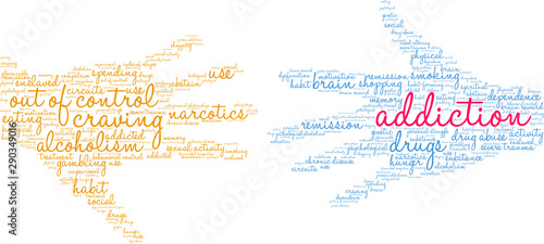 Addiction Word Cloud on a white background. 