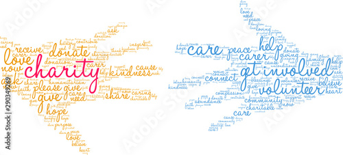 Charity Word Cloud on a white background. 