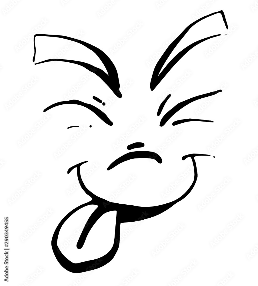 Emotion emoticon - black vector illustration - fun face Emotion emoticon - black vector illustration - fun face