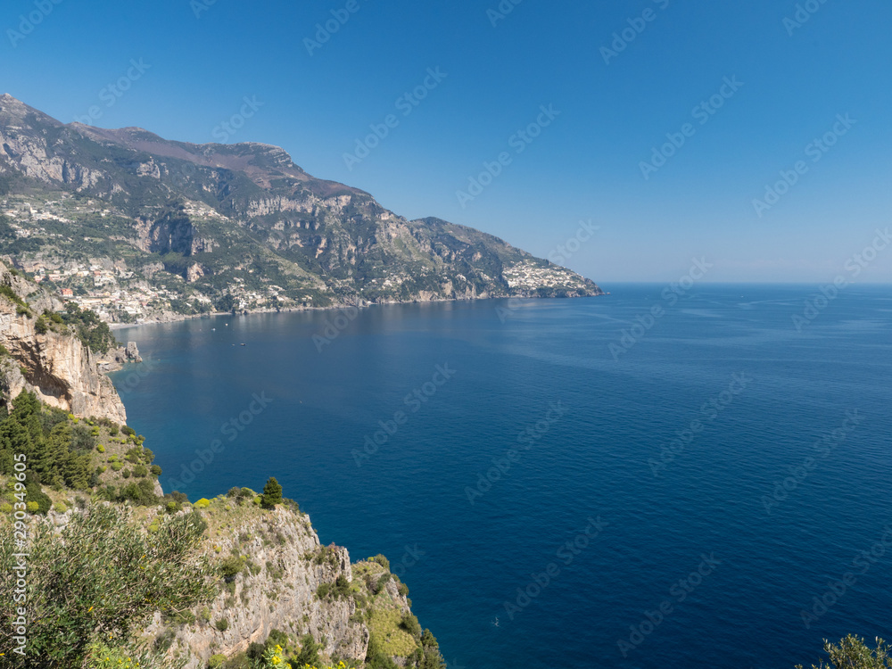 Italy, may 2019: amazing view of the Amalfi Coast of Tyrrhenian Sea (Campania)