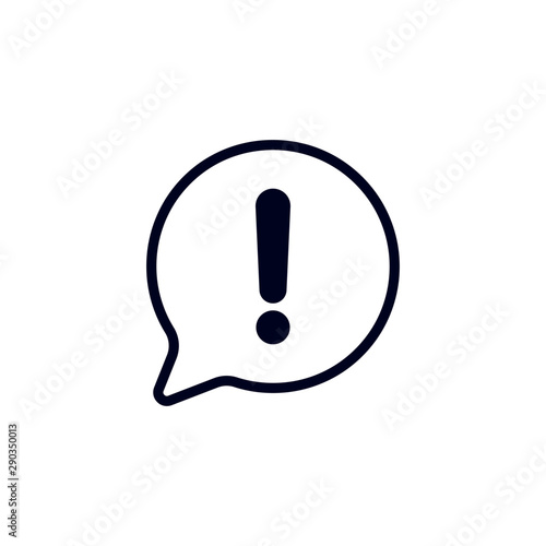 Exclamation mark in speech bubble icon. Vector illustration