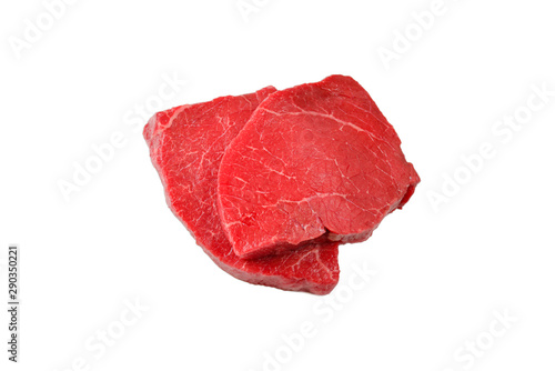 Beef steak isolated on white background.