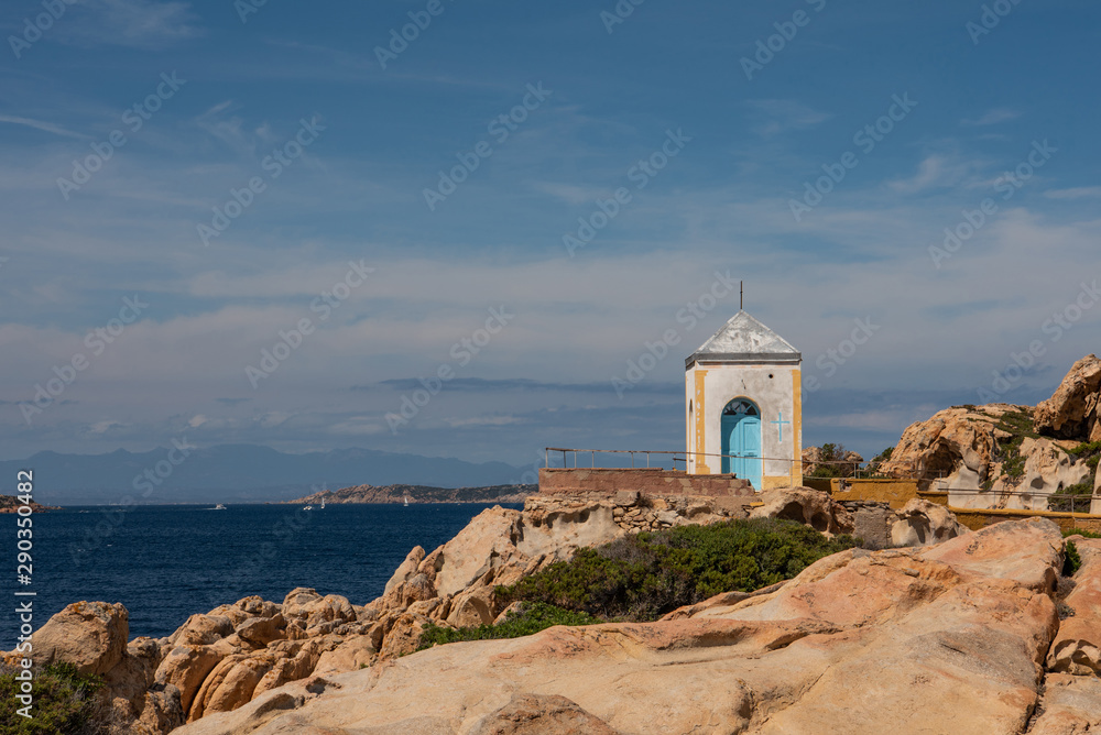 Chapel at the Cala Francese, Landscape of La Maddalena Island, Sardinia, Italy