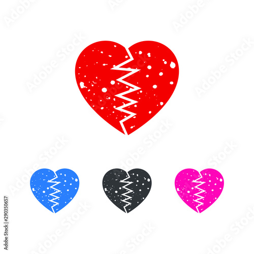 Red broken heart icon isolated. Vector illustration