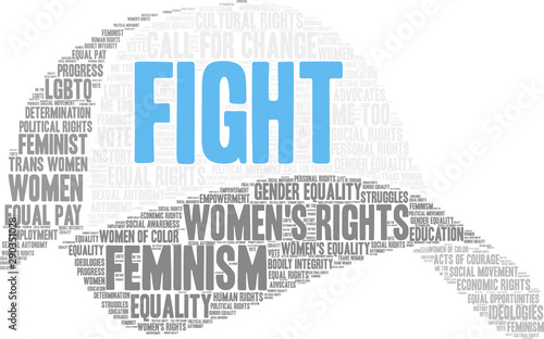 Fight Women's Rights Word Cloud on a white background. 