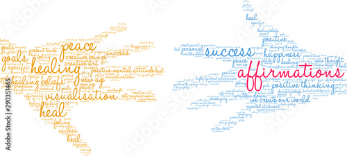 Affirmations Word Cloud on a white background. 