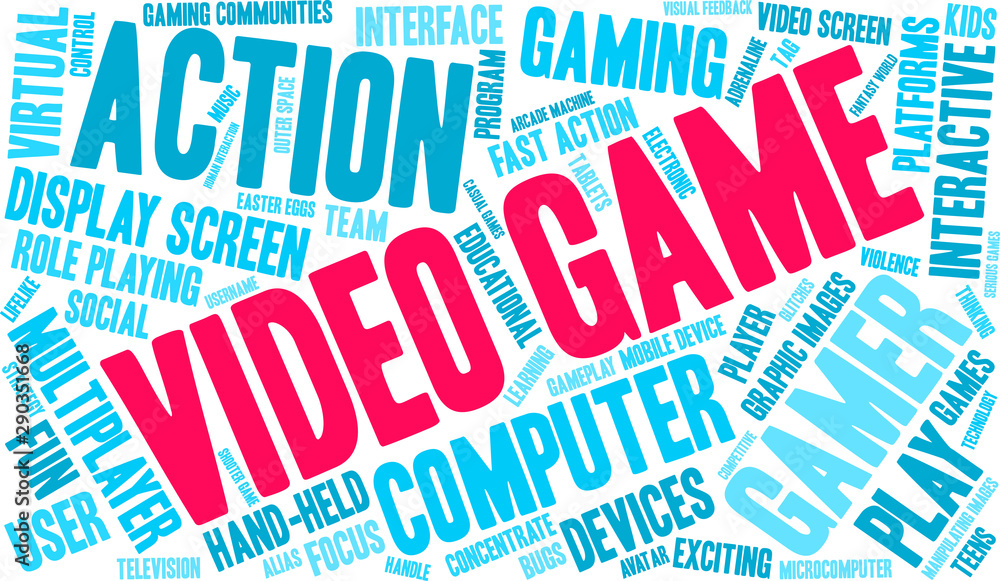 Video Game Word Cloud on a white background. Video Game Word Cloud on a white background.