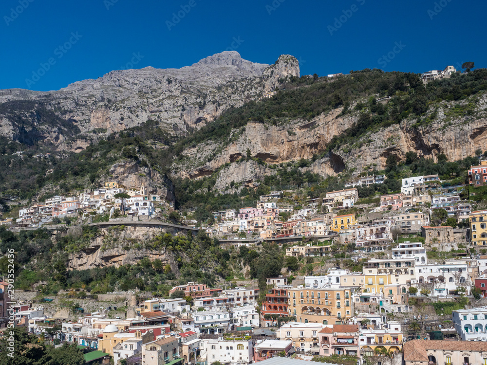 Italy, may 2019: Beautiful view of the Positano city in Amalfi Coast