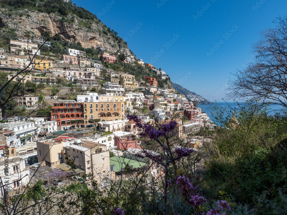 Italy, may 2019: Beautiful view of the Positano city in Amalfi Coast