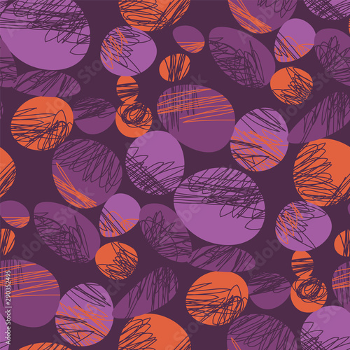 Vintage violet and orange trendy seamless pattern