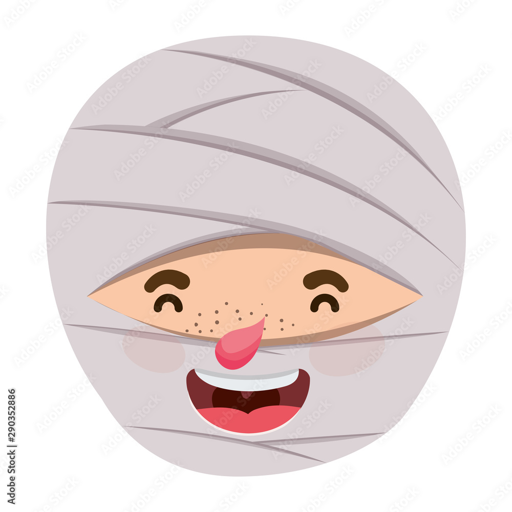 Obraz premium cute little boy head with mummy costume