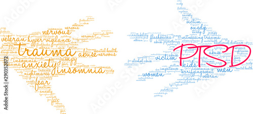 PTSD Word Cloud on a white background. 