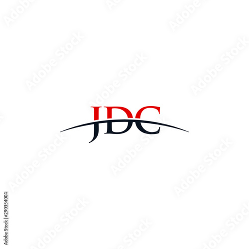 Initial letter JDC, overlapping movement swoosh horizon logo company design inspiration in red and dark blue color vector photo