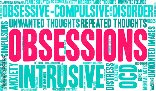 Obsessions Word Cloud on a white background. 