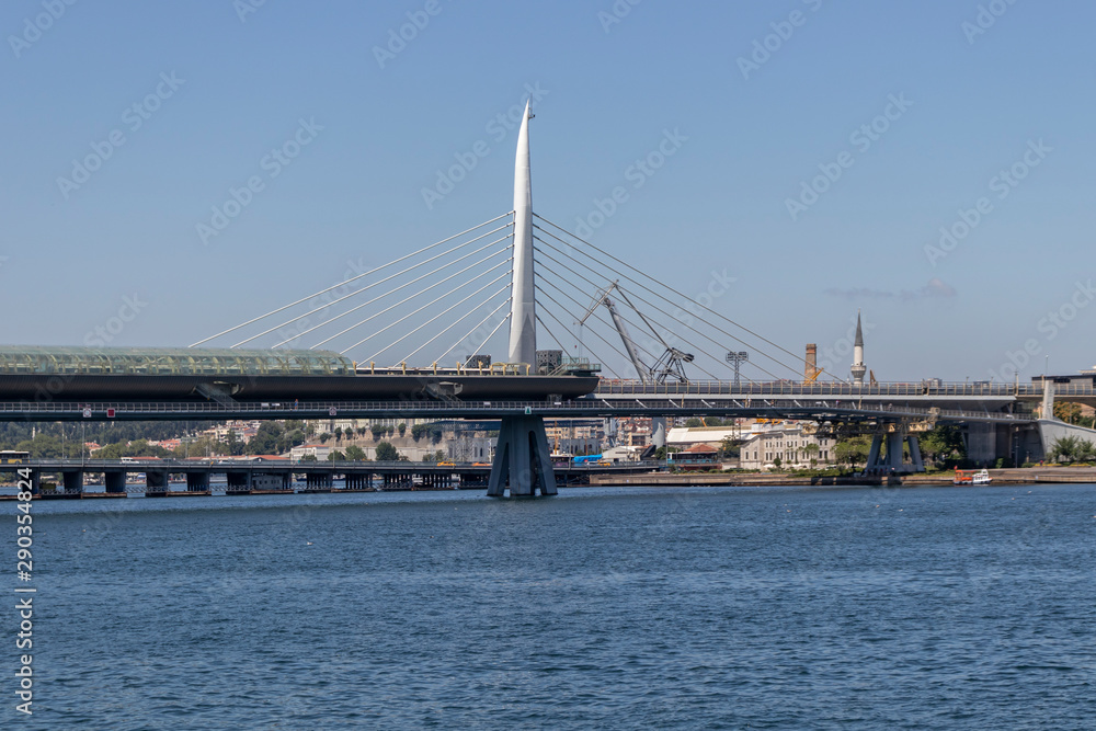 Naklejka premium Ataturk Bridge and Golden Horn in city of Istanbul