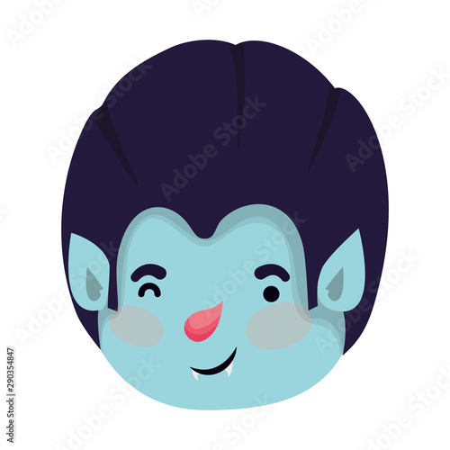 cute little boy head with dracula costume