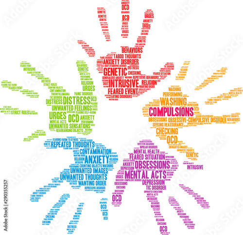 Compulsions with OCD Word Cloud on a white background.
