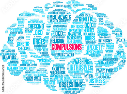 Compulsions Word Cloud on a white background. 