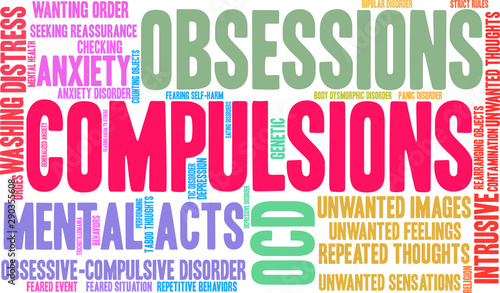 Compulsions Word Cloud on a white background. 