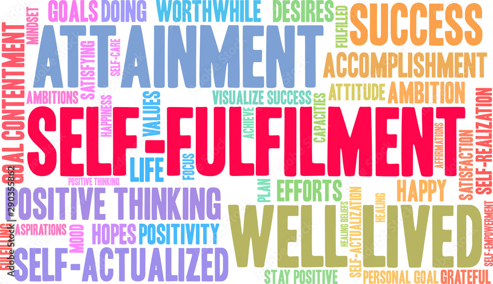 Self-Fulfilment Word Cloud on a white background. Self-Fulfilment Word Cloud on a white background.