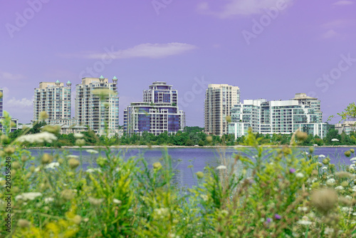 Canvas Print Landmark view at modern buildings near the Humber Bay Park in Etobicoke, Ontario