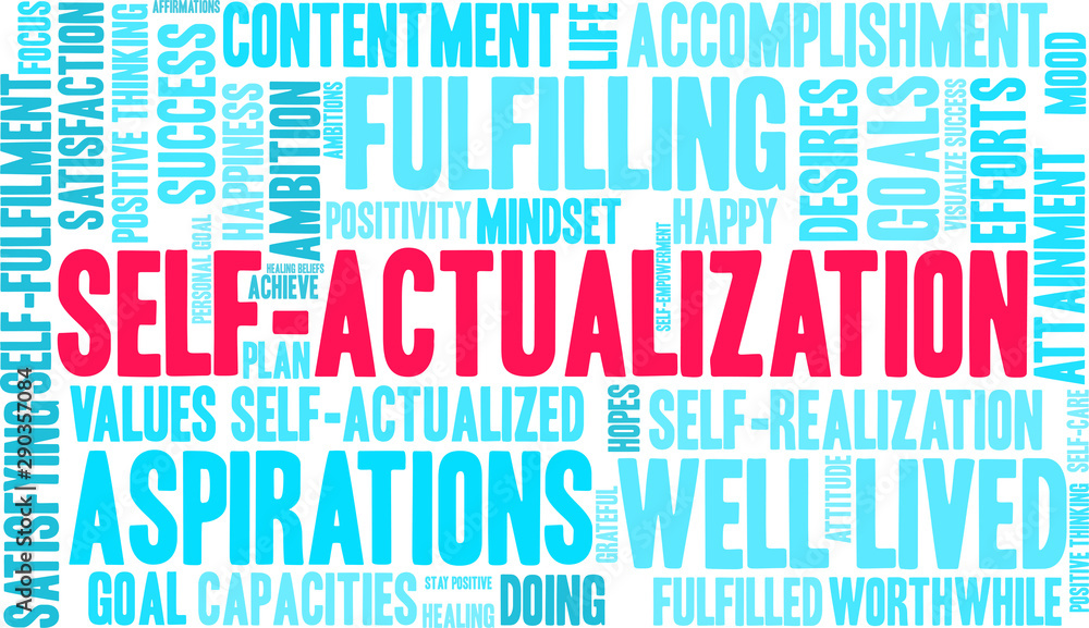 Self-Actualization Word Cloud on a white background. Self-Actualization Word Cloud on a white background.