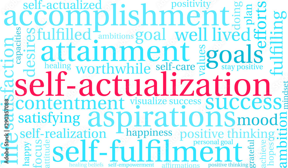 Self-Actualization Word Cloud on a white background. Self-Actualization Word Cloud on a white background.