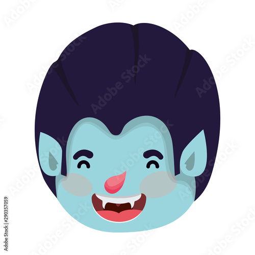 cute little boy head with dracula costume