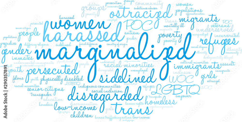 Marginalized Word Cloud on a white background. Marginalized Word Cloud on a white background.