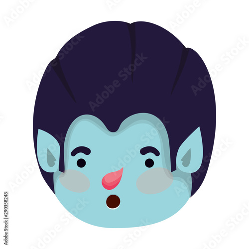 cute little boy head with dracula costume