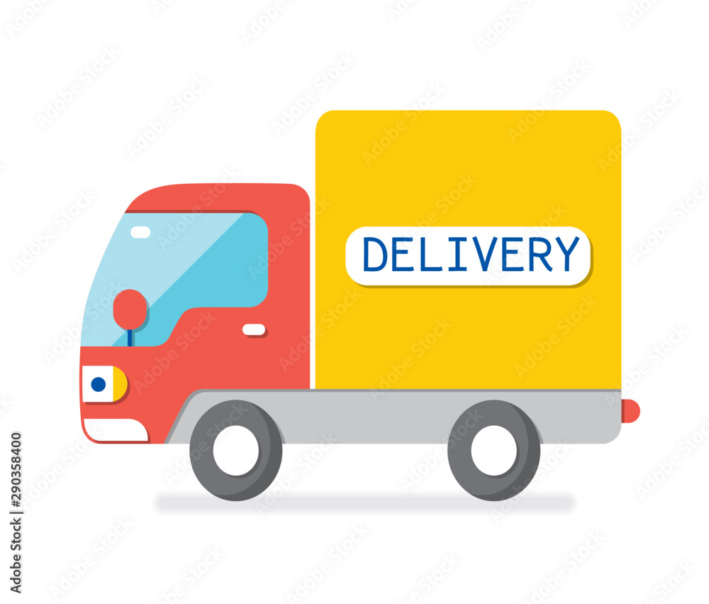 Delivery van truck flat isolated