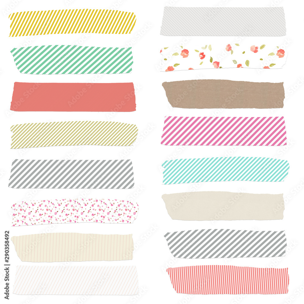 Washi Tape on Isolated White Background. Cute Washi Tape Washi Tape on Isolated White Background. Cute Washi Tape