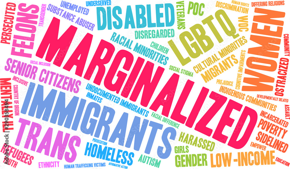 Marginalized Word Cloud on a white background. Marginalized Word Cloud on a white background.
