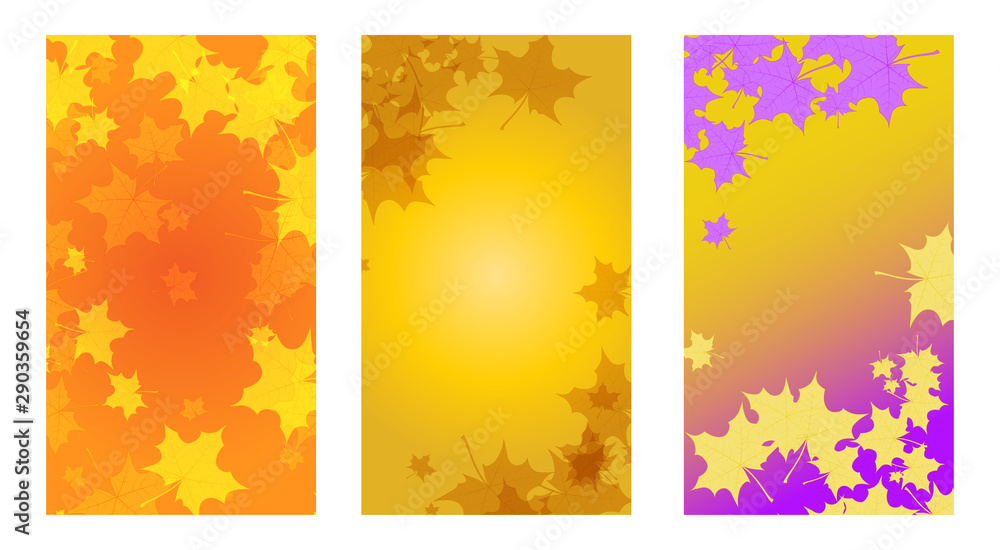 Trendy autumn social media stories templates. Vector illustration on textured background as poster, postcard, card, invitation and greeting card template. Concept autumn advertising and sale. Trendy autumn social media stories templates. Vector illustration on textured background as poster, postcard, card, invitation and greeting card template. Concept autumn advertising and sale.