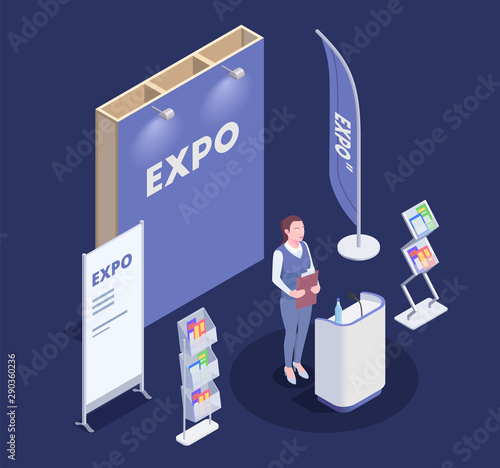 Expo Stand Isometric Composition 