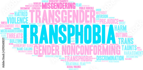Transphobia Word Cloud on a white background. 