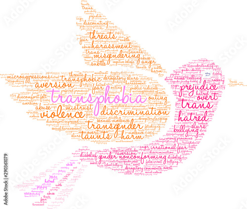 Transphobia Word Cloud on a white background. 