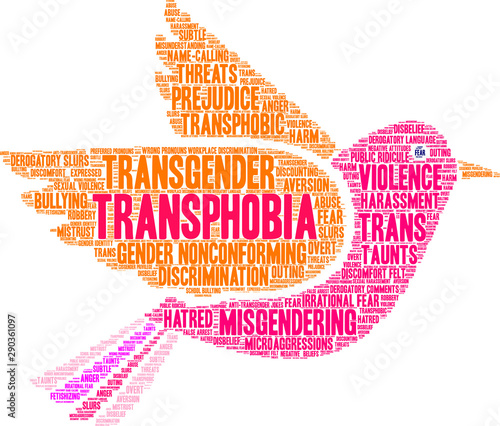 Transphobia Word Cloud on a white background. 