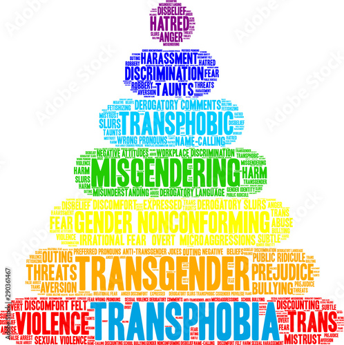 Transphobia Word Cloud on a white background. 