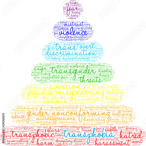 Transphobic Word Cloud on a white background. 