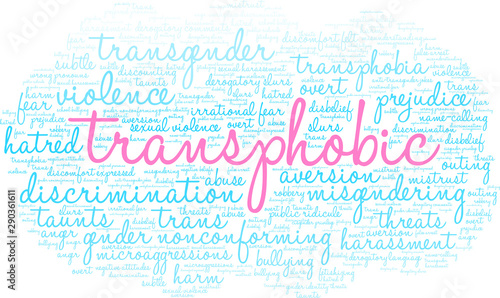 Transphobic Word Cloud on a white background. 