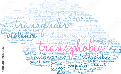 Transphobic Word Cloud on a white background. 