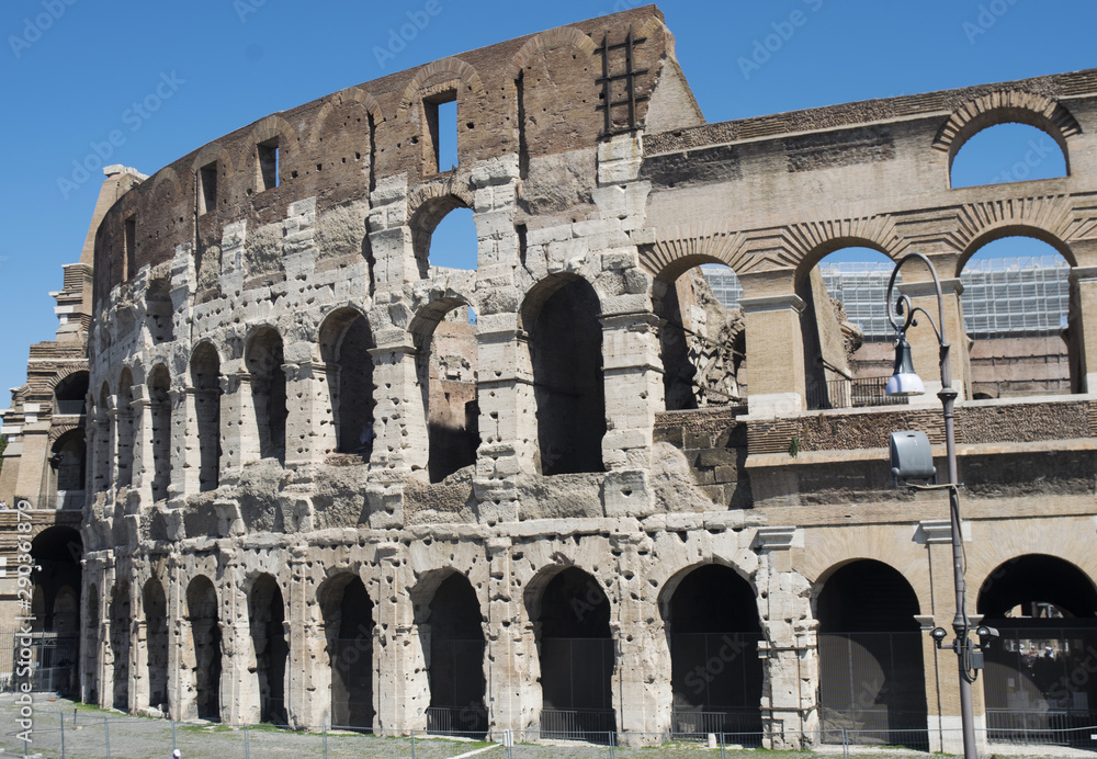 Partial view of the Colosseum in Rome