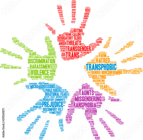 Transphobic Word Cloud on a white background. 