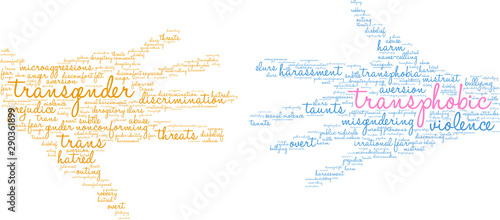 Transphobic Word Cloud on a white background. 