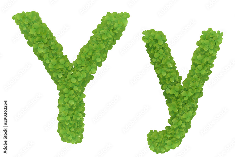 Letter Y. Alphabet nature leaf font - 3D iIlustratión Letter Y. Alphabet nature leaf font - 3D iIlustratión