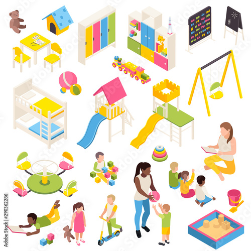 Kindergarten Isometric Elements Collection