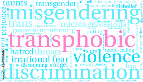 Transphobic Word Cloud on a white background. 