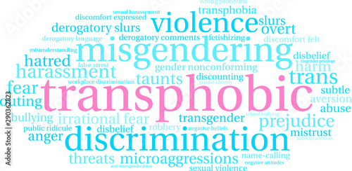 Transphobic Word Cloud on a white background. 